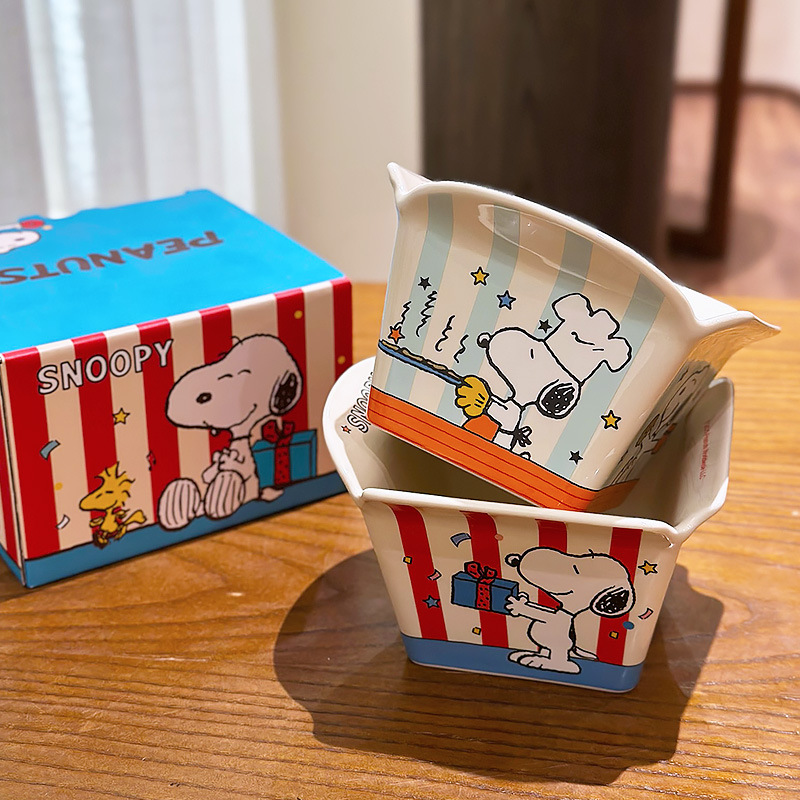 Food Snacks Brands - スヌーピー共同ブランド セラミックポップコーンボウル 大型スナック＆フライドチキンボウル 電子レンジ対応 エレガントな家庭用フードサービングボウル