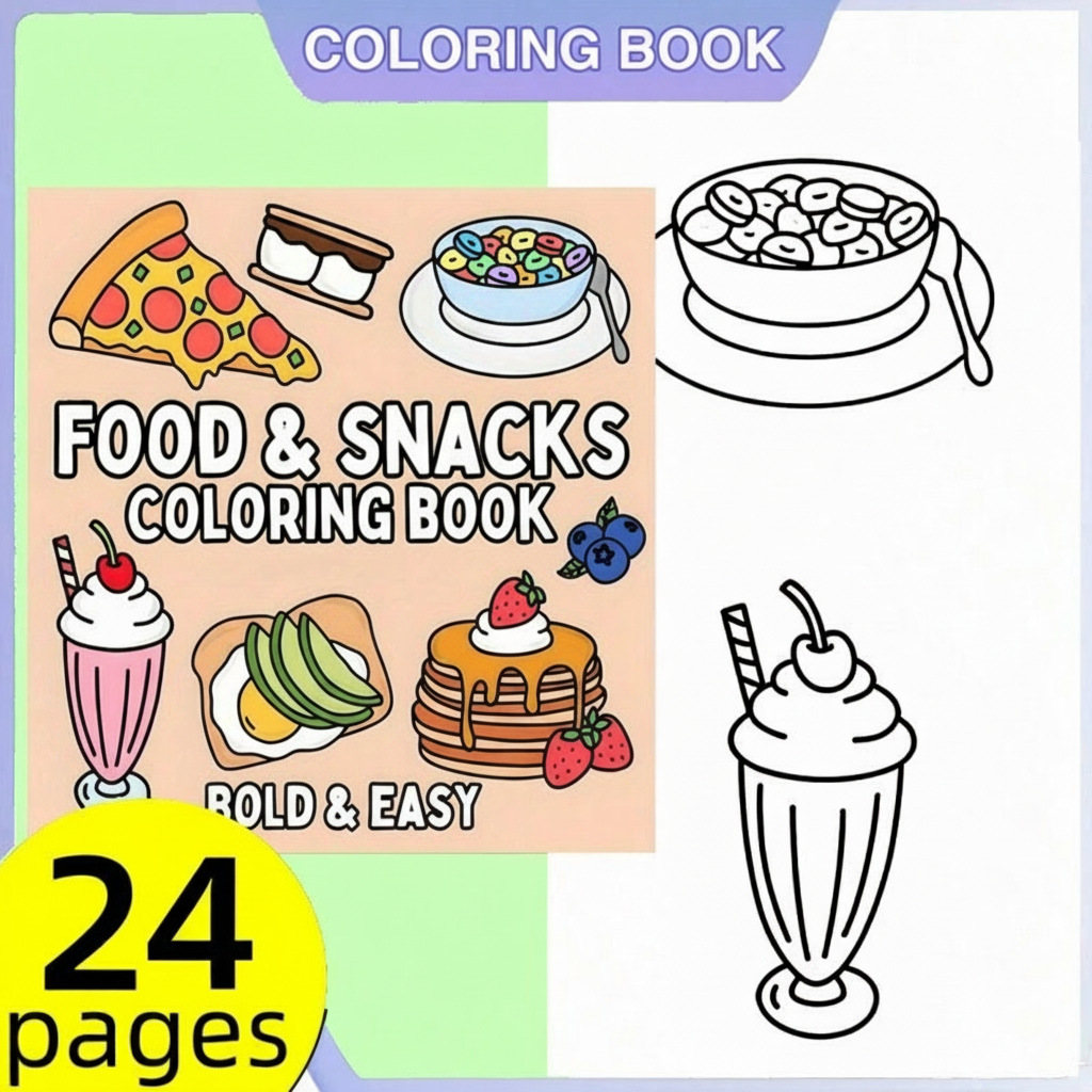 新しい食べ物とスナックをテーマにした塗り絵、大人向けの落書き - Food Snacks Drawing のレビューと価格
