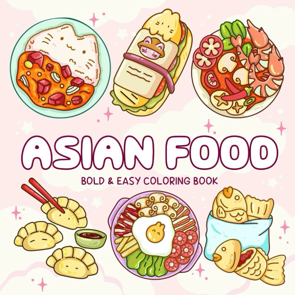 アジア料理 簡単な大人向け塗り絵 かわいいお絵描きブック ク - Food And Snacks Coloring Book のレビューと価格